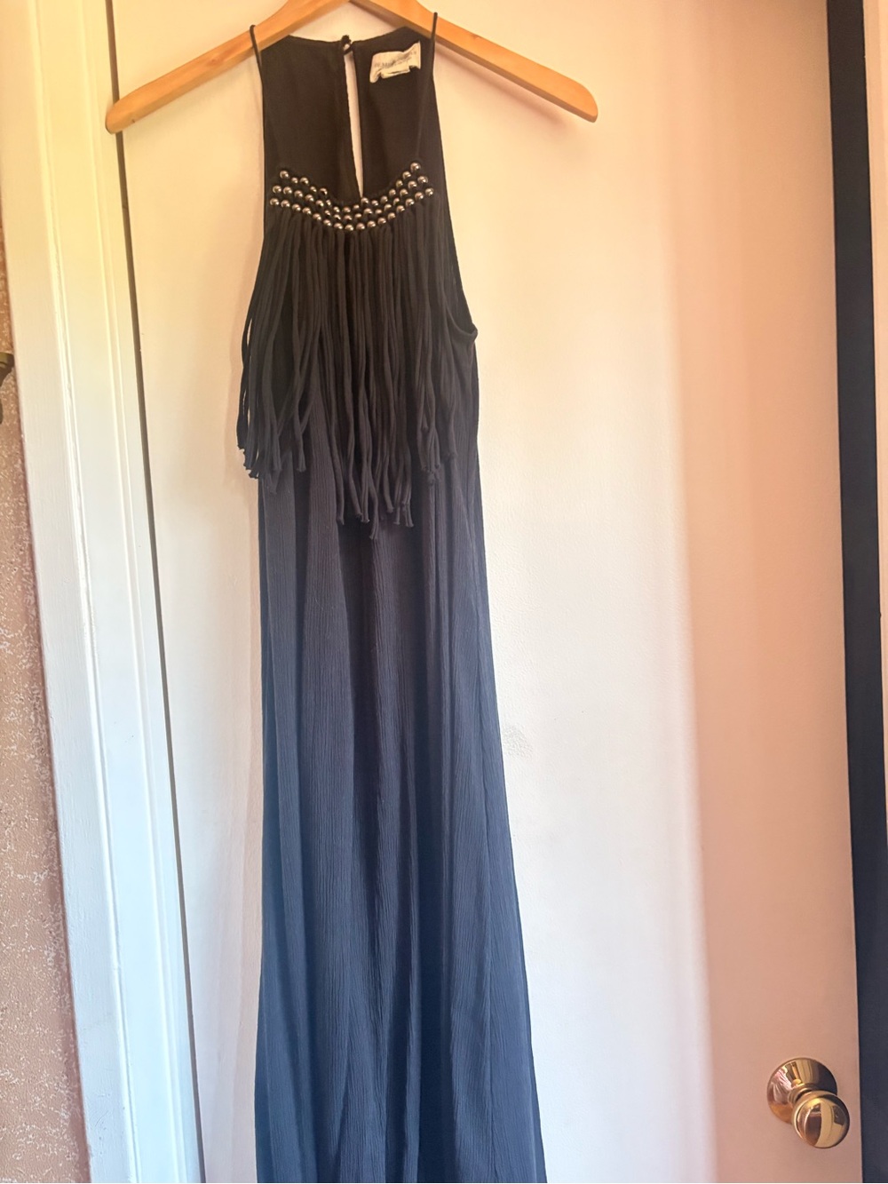 Ralph Lauren Fringe Halter Maxi Dress in Black. Perfect for summer time